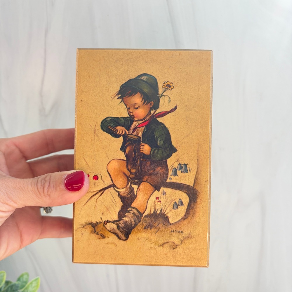 Vintage Hilde Art Wooden Music Box Lara's Theme Dr Zhivago Alpine Boy Art